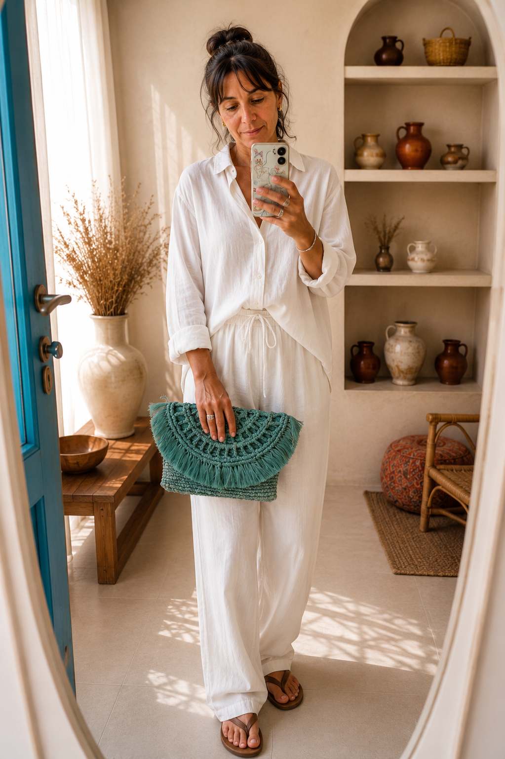 Turquoise Raffia Crochet Clutch Bag | Silk Route Spire