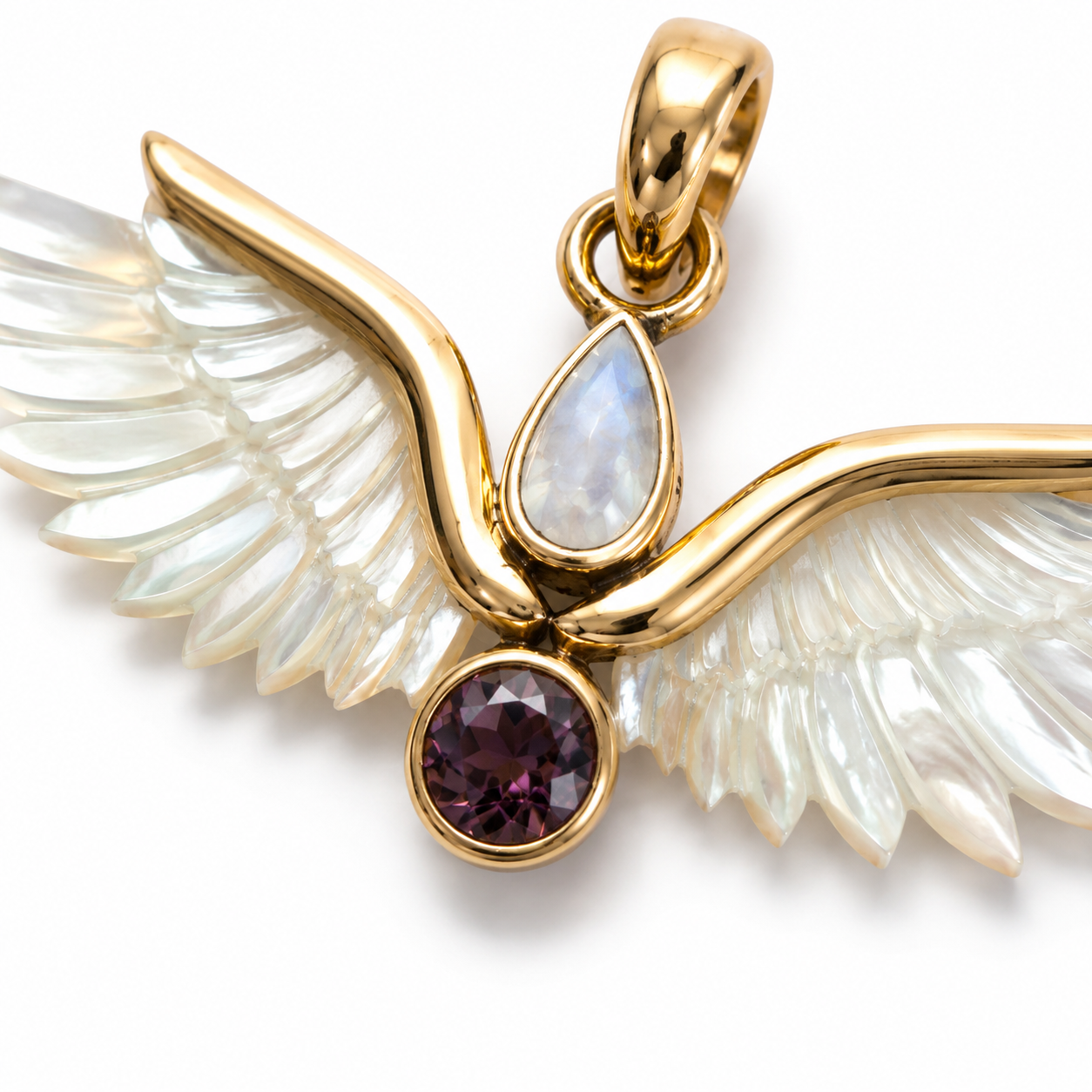 Aurelia Wings – Mother of Pearl & Amethyst Pendant - immagine 2