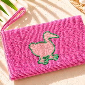 Pink Goose – Hand-Beaded Clutch