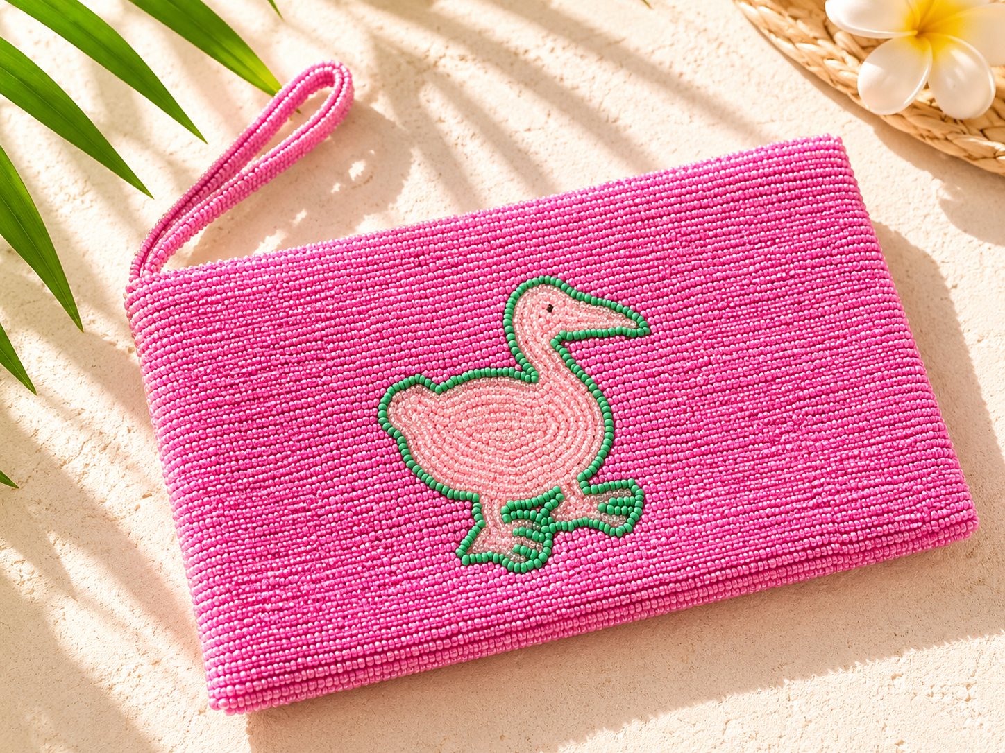 Pink Goose – Hand-Beaded Clutch
