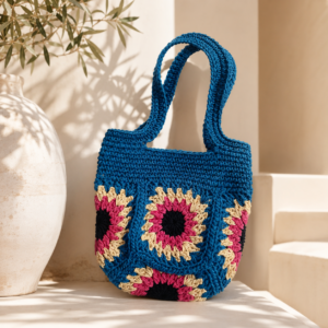 Calista – Ocean Blue Handcrafted Crochet Bag