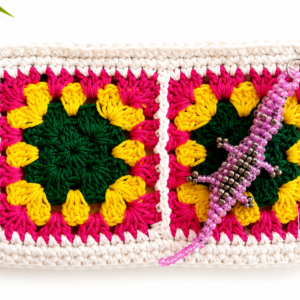 Paloma Handmade Crochet Clutch with Beaded Gecko