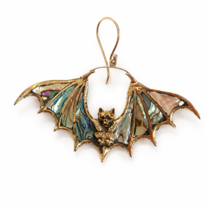 Nocturne – Abalone Bat Brass Earrings