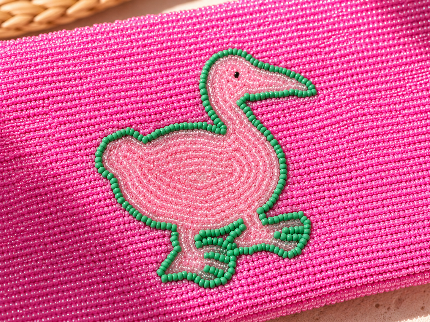 Pink Goose – Hand-Beaded Clutch - immagine 3