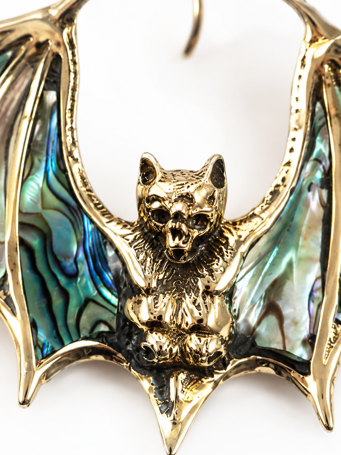 Nocturne – Abalone Bat Brass Earrings - immagine 4