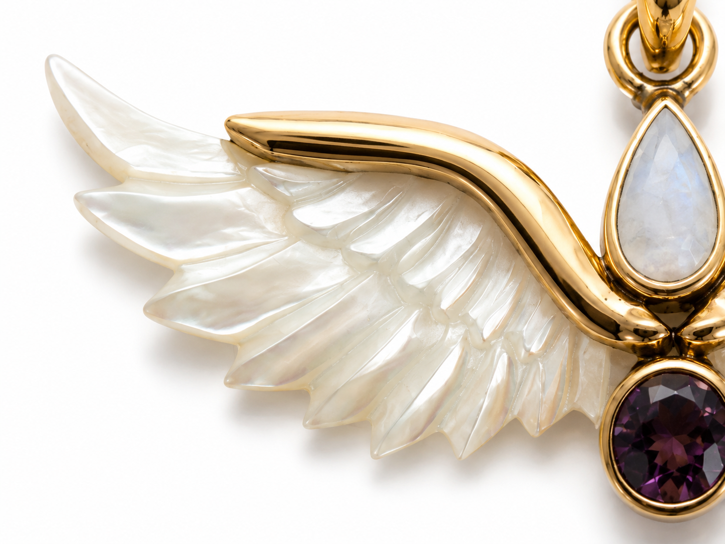 Aurelia Wings – Mother of Pearl & Amethyst Pendant - immagine 4