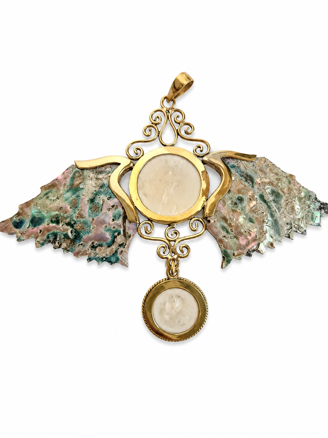 Celestial Guardian – Abalone & Mother of Pearl Wing Pendant - immagine 4