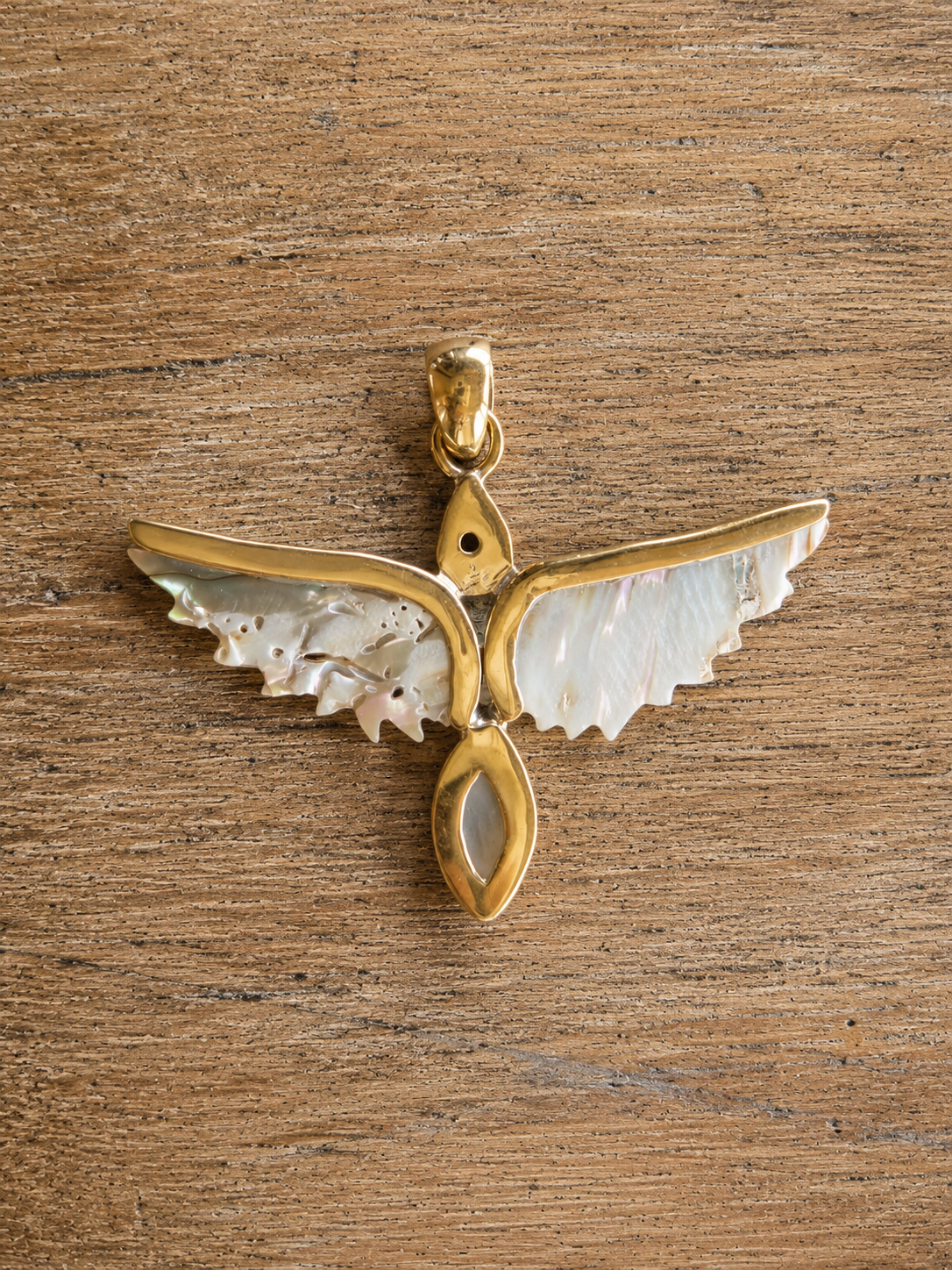 Aurea Wings – Abalone, Larimar & Labradorite Brass Pendant - immagine 5