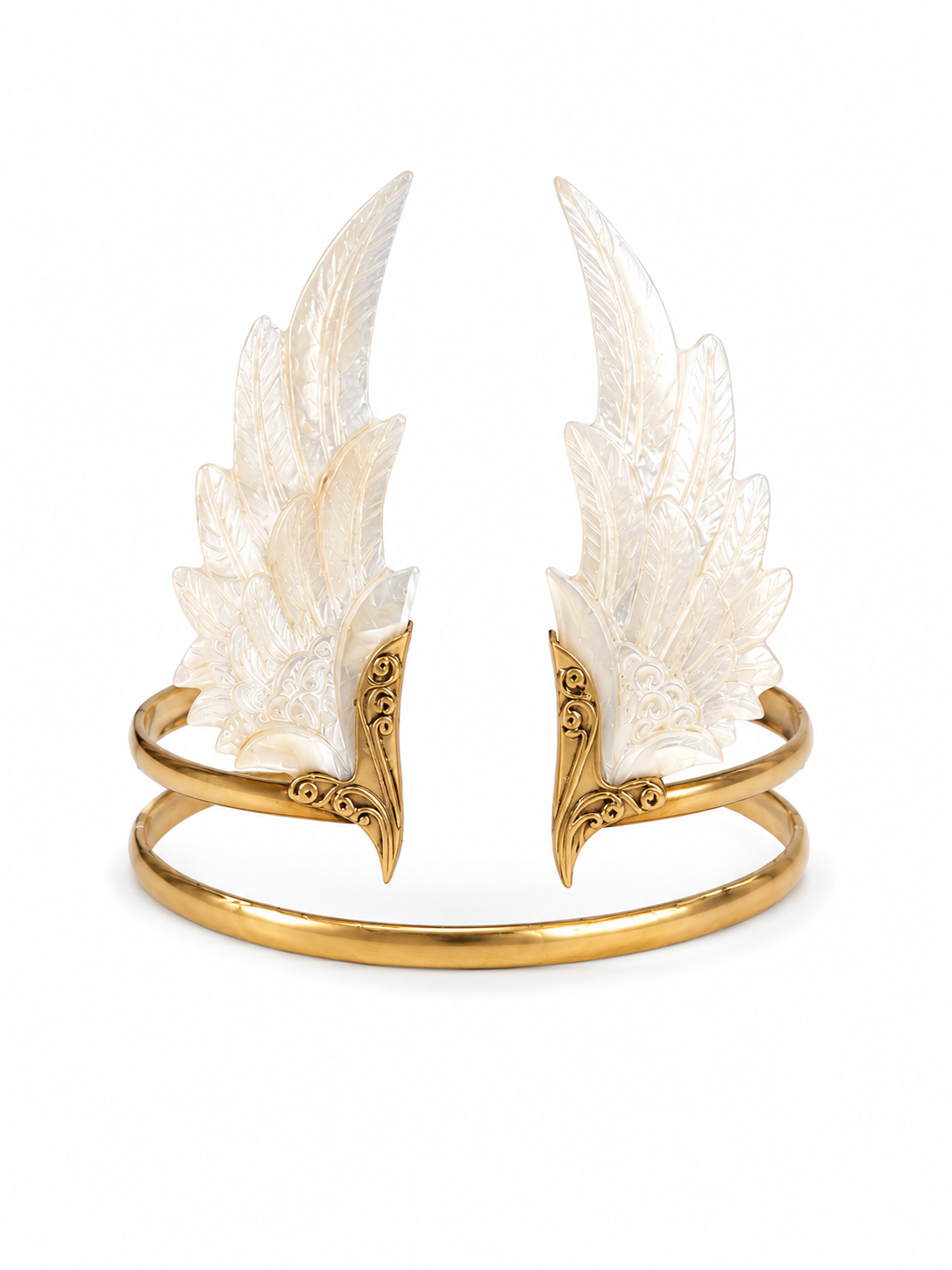 Celeste Wings – Mother of Pearl & Brass Arm Cuff