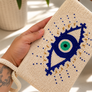 Aegean Eye – Hand-Beaded Evil Eye Clutch
