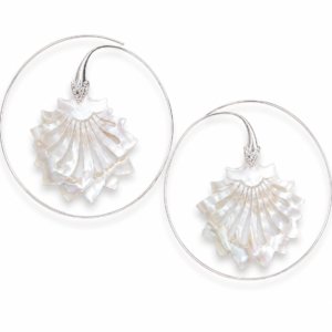 Nerina – Mother of Pearl & Silver-Tone Brass Hoop Earrings