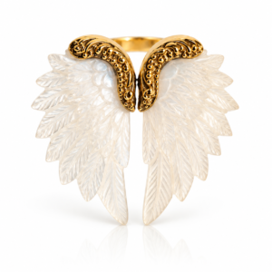 Seraphine – Carved Mother of Pearl Wing Ring